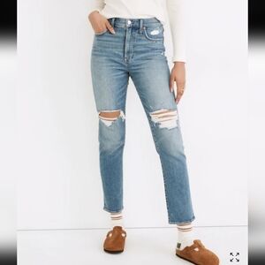 Madewell the perfect vintage high-rise ripped jeans Women's denman wash sz 27.